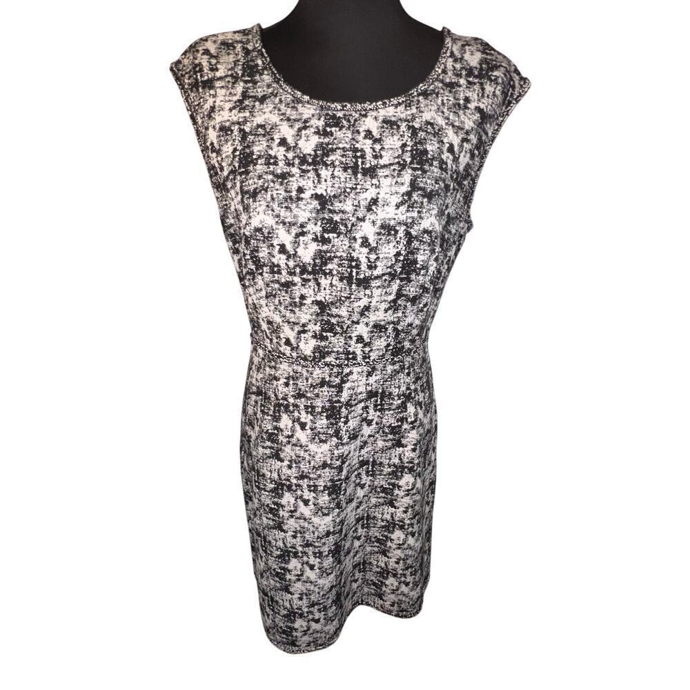 Max Studio Women’s Size 8 Sleeveless Black White Sheath Stretch Mini Dress ￼‎